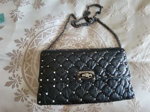 Valentino Garavani Mini Stud Quilted Rockstud Black Crossbody Clutch
